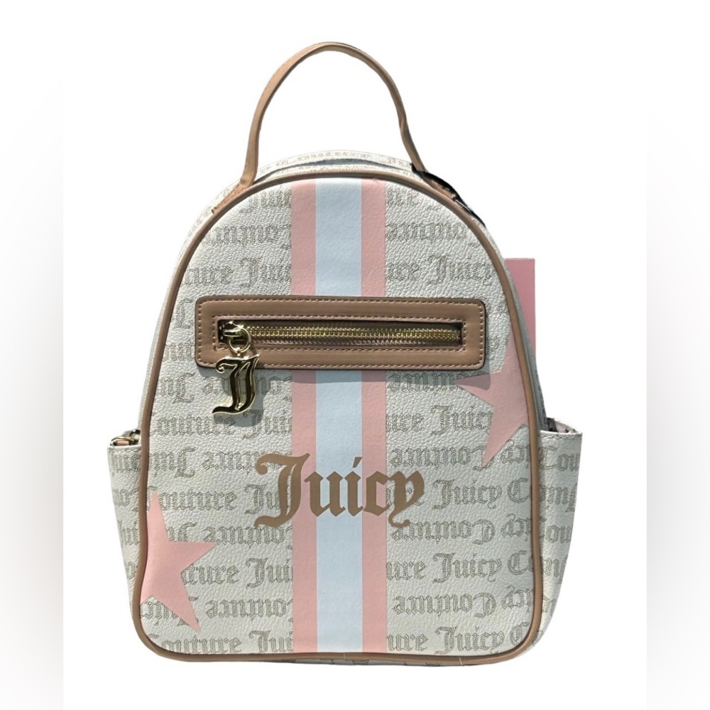 New! JUICY COUTURE Sports Star Cream & Pink Backpack